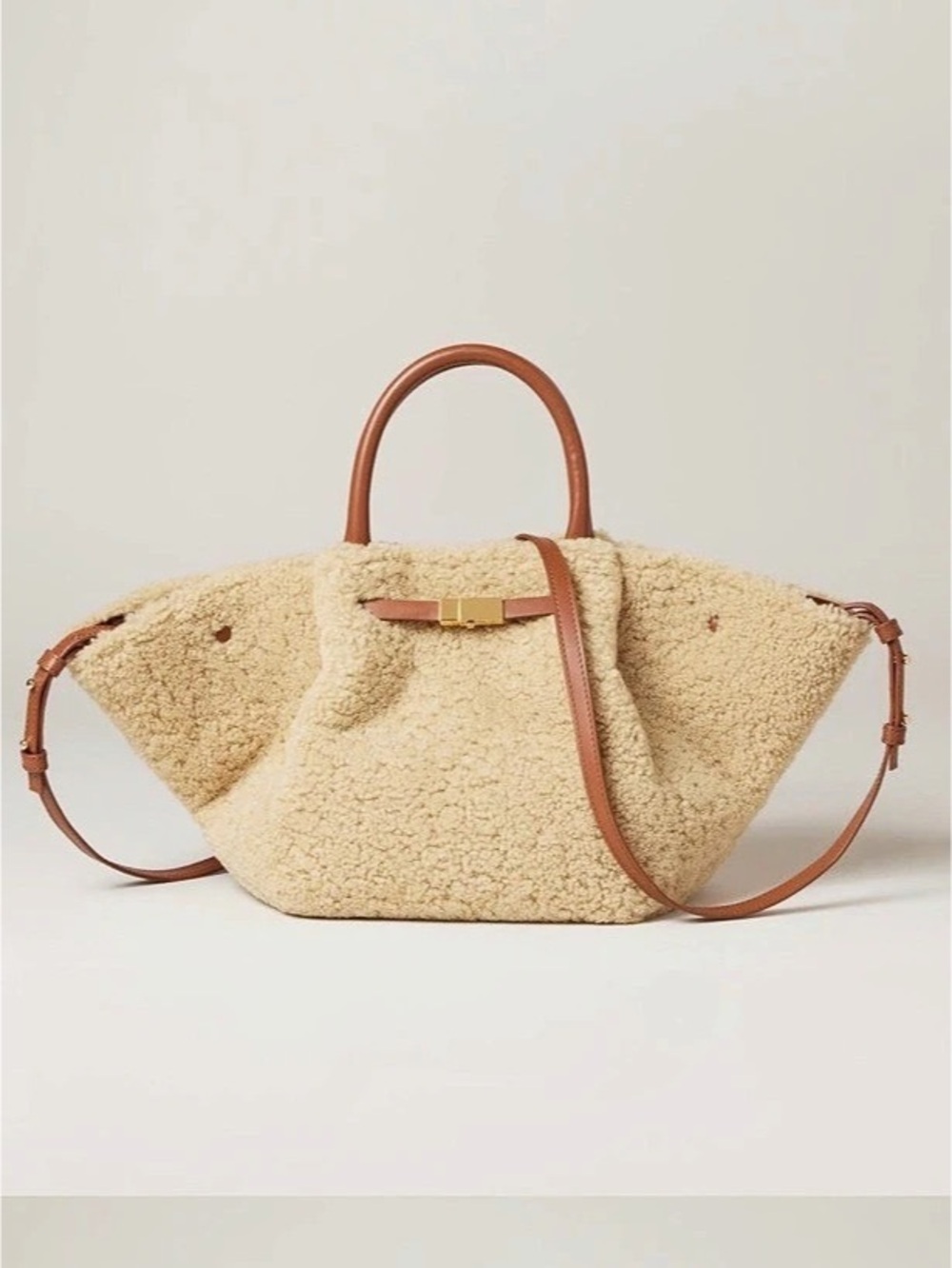 DeMellier Tan Shearling Tote Bag - Cozy Chic Sherpa